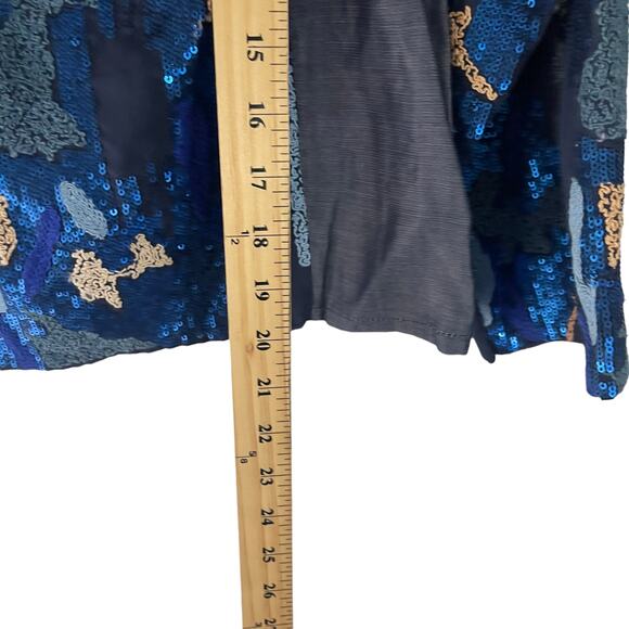 Geisha Anthropologie NWT $178 Size Small Sequin Blue Orla Blouse - Picture 9 of 10